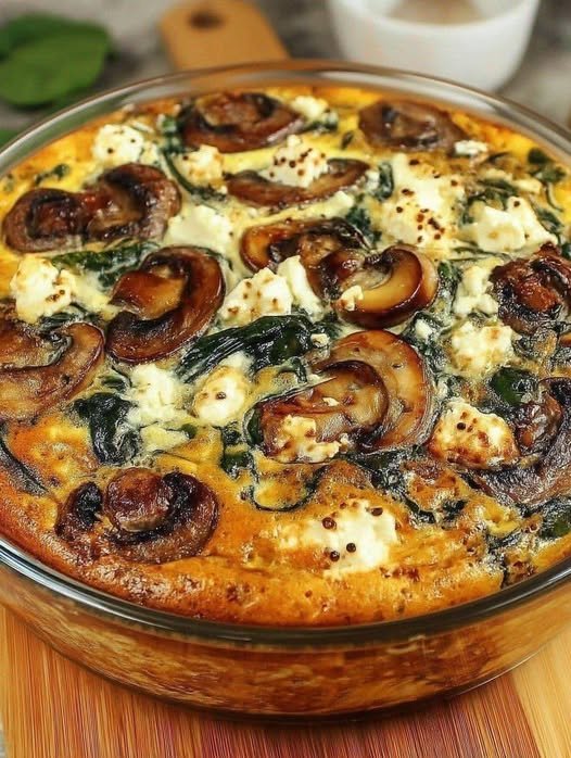 Vegan Spinach Mushroom Crustless Quiche dopamine recipe