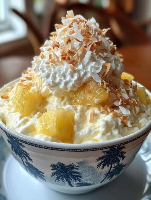 Vegan Hawaiian Pineapple Coconut Fluff dopamine dessert
